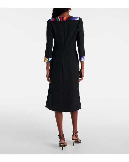 Emilio Pucci Black Cady Polyester Midi Dress