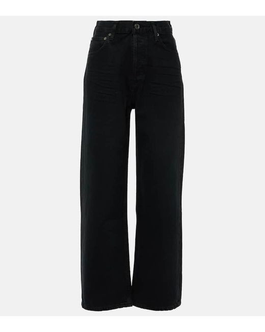 Agolde Black High-Rise Cropped Straight Jeans Ren