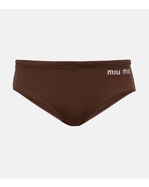 Miu Miu Brown Logo Bikini Bottoms