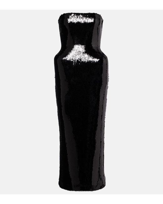 David Koma Black Sequined Bustier Dress