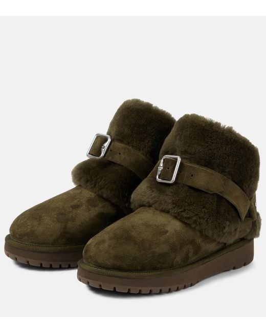 Burberry Green Ankle Boots Aus Veloursleder Mit Shearling