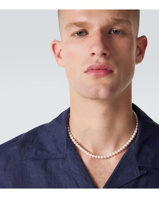 Mateo White 14Kt Necklace With Freshwater Pearls for men