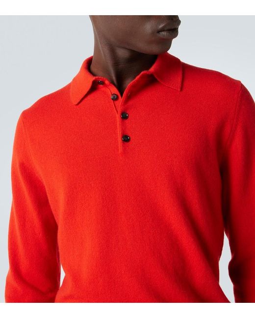 Allude Red Cashmere Polo Sweater for men