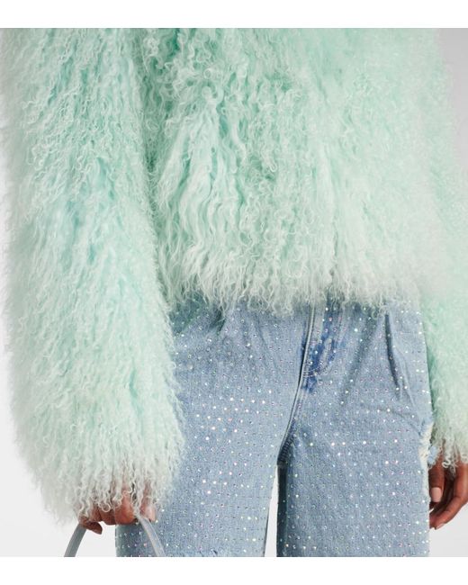 Self-Portrait Green Shearling Jacket