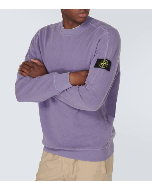 Stone Island Sweatshirt Compass aus Baumwoll-Jersey in Purple für Herren