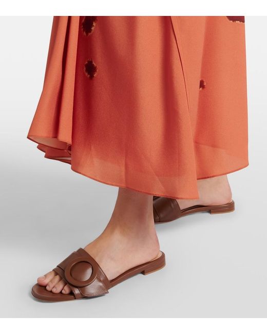 Gianvito Rossi Brown Embellished Leather Mules