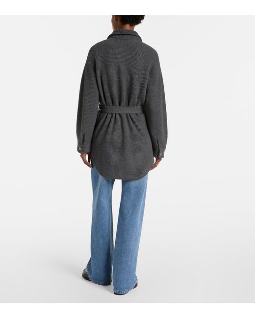 Brunello Cucinelli Gray Wool, Cashmere, And Silk Cardigan