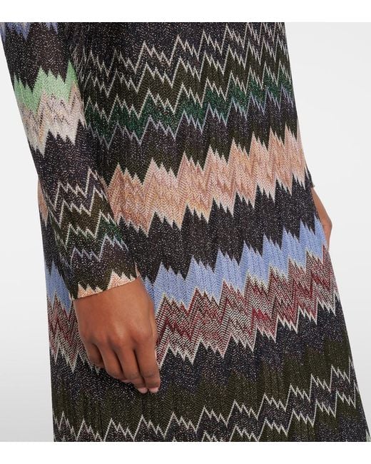 Missoni Black Zigzag-Intarsia Fine-Knit Midi Dress