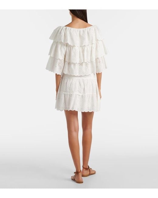 Top De Algodon Con Bordado Ingles Rixo de color White