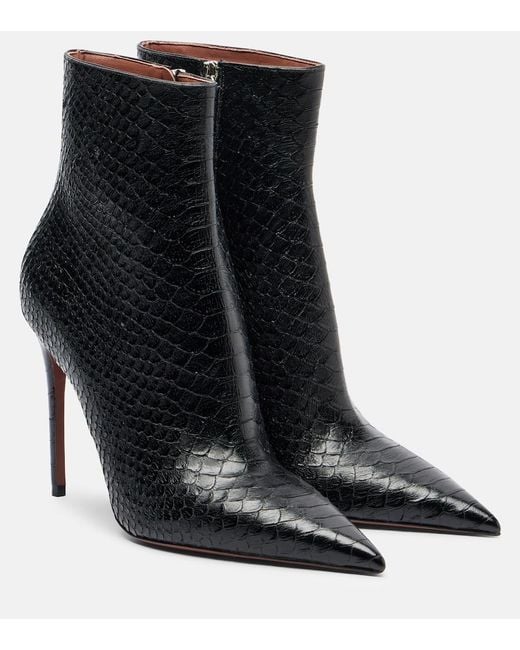 Paris Texas Black Vera 105 Snake-Effect Leather Ankle Boots