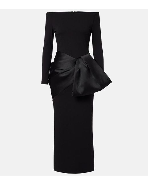 Solace London Black Rhianne Satin-Trimmed Cocktail Dress