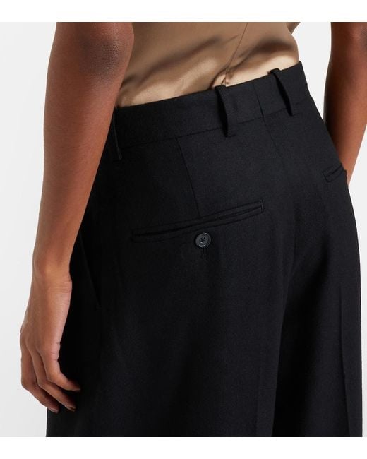 Totême  Black Flannel Wide-Leg Pants