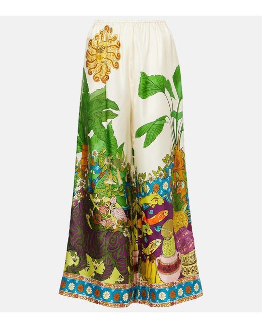 Pantalones Anchos Tiger De Sarga De Seda ALÉMAIS de color Green