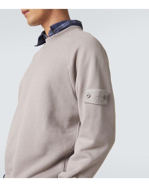 Stone Island Gray Compass Cotton Jersey Sweatshirt for men