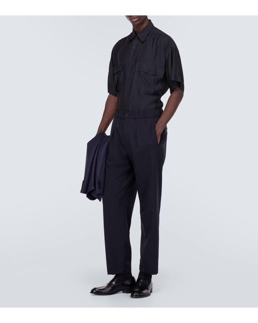 Camicia bowling in jersey di Giorgio Armani in Black da Uomo