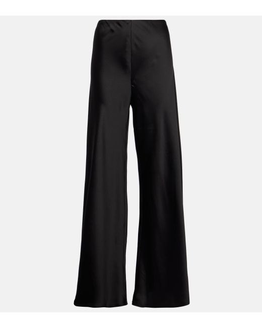 Pantalon ample a taille haute en satin Norma Kamali en coloris Black