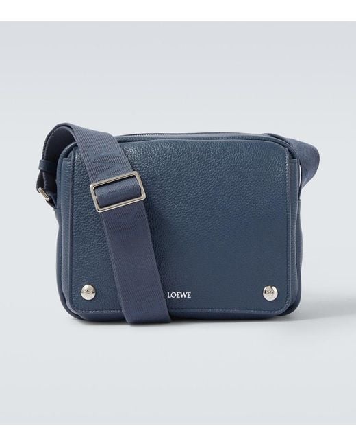 Loewe Blue Pebble Medium Leather Messenger Bag for men