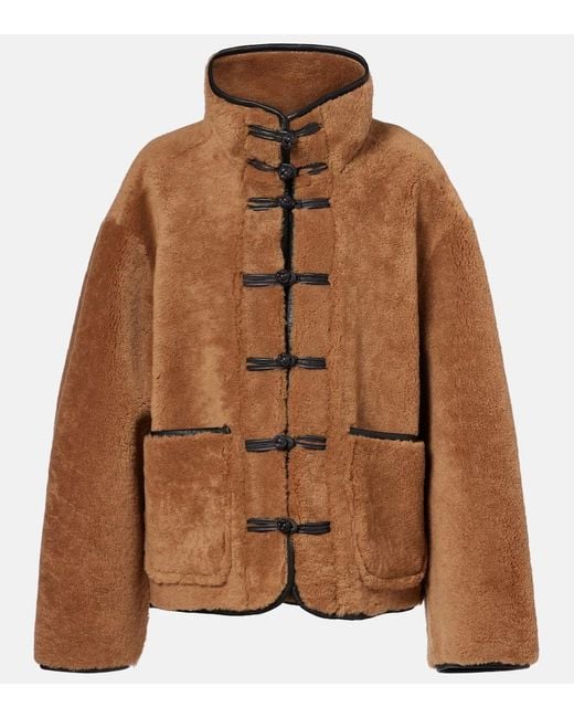 Rohe Brown Leather-Trimmed Shearling Jacket