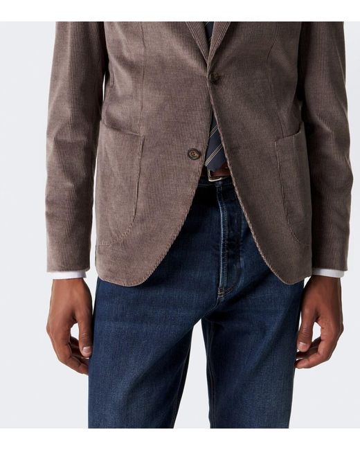 Eleventy Brown Cotton And Cashmere Corduroy Blazer for men