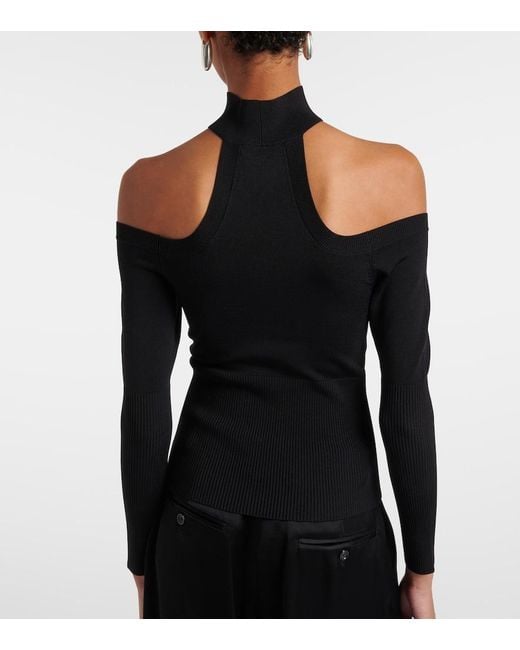 Jonathan Simkhai Black Lila Ribbed-Knit Off-Shoulder Top
