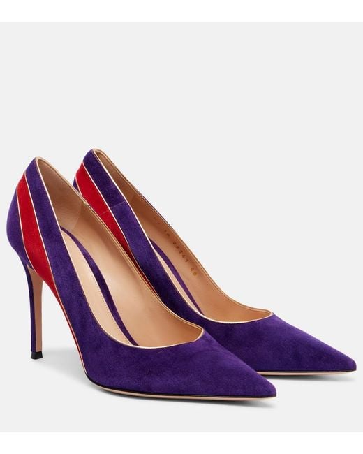 Gianvito Rossi Purple Pointy 95 Suede Pumps