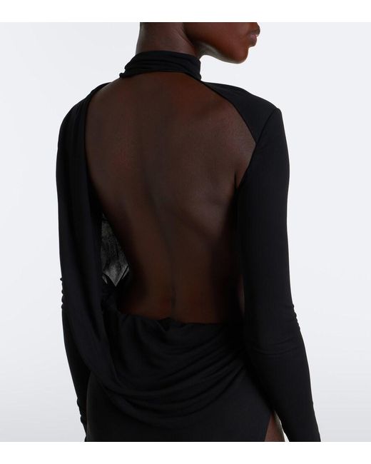 Gucci Black Open-Back Crepe Jersey Maxi Dress