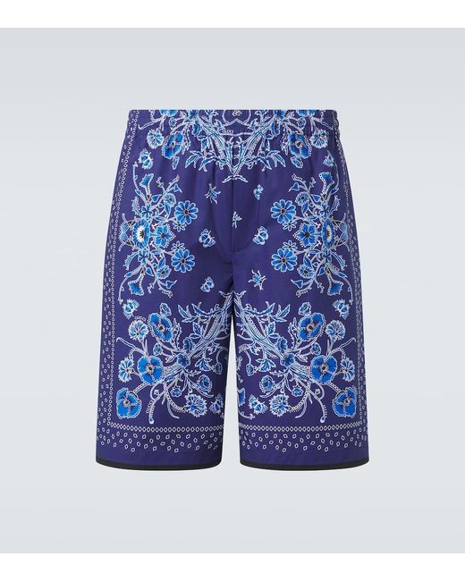 Bermuda En Coton A Fleurs Gucci pour homme en coloris Blue