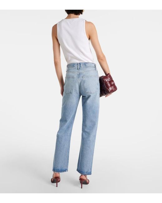 Agolde Blue 90's Pinch Waist High-Rise Straight Jeans