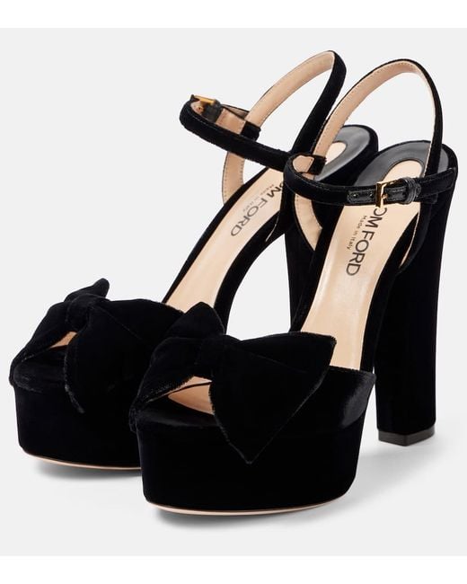 Tom Ford Black Velvet Platform Sandals
