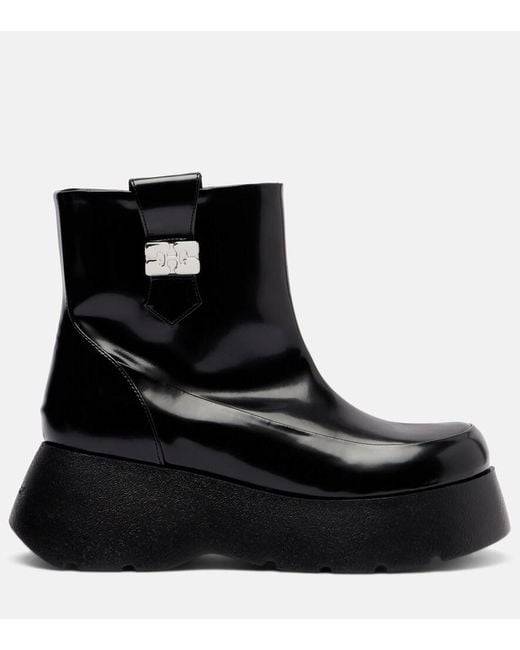 Ganni Black Kat Platform Ankle Boots