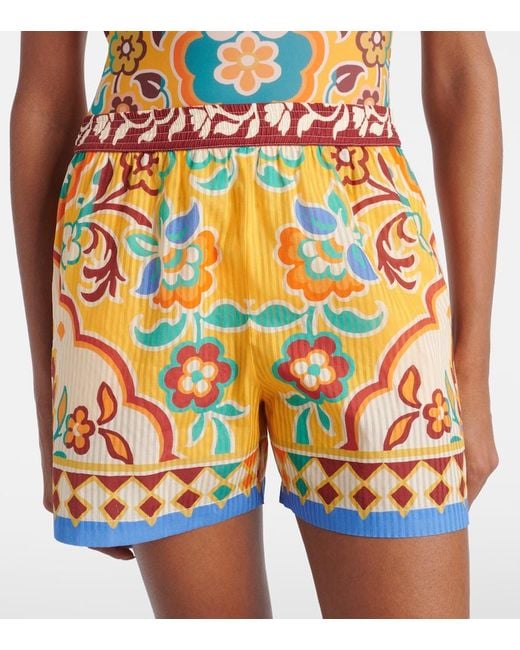 Etro Multicolor Printed Cotton And Silk Shorts