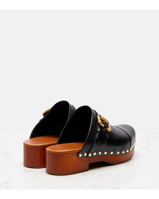 Chloé Black Jeannette Embellished Leather Clogs