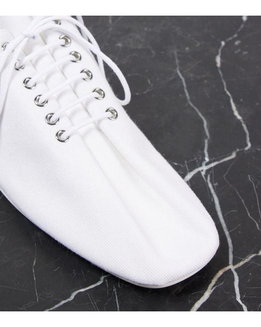 Totême White Canvas Lace-Up Flats