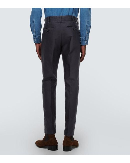 Tom Ford Blue Straight Cotton Pants for men