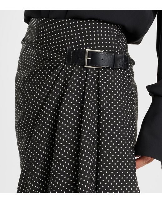 Tom Ford Black Polka-Dot Silk Midi Skirt