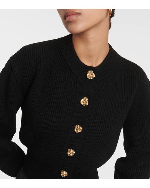 Alexander McQueen Black Button-embellished Cashmere And Wool-blend Knitted Cardigan