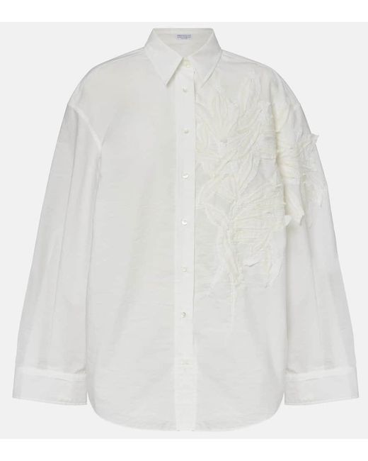 Chemise Brodee En Coton Melange Brunello Cucinelli en coloris White