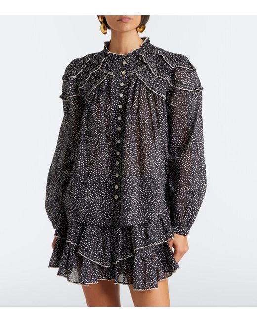 Isabel Marant Black Christa Polka-Dot Cotton Blouse