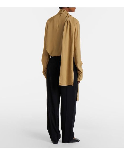 Totême Black Pleated Cotton Wide-Leg Pants