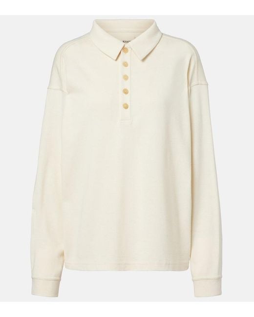 Khaite White Faithful Silk Jersey Polo Sweater