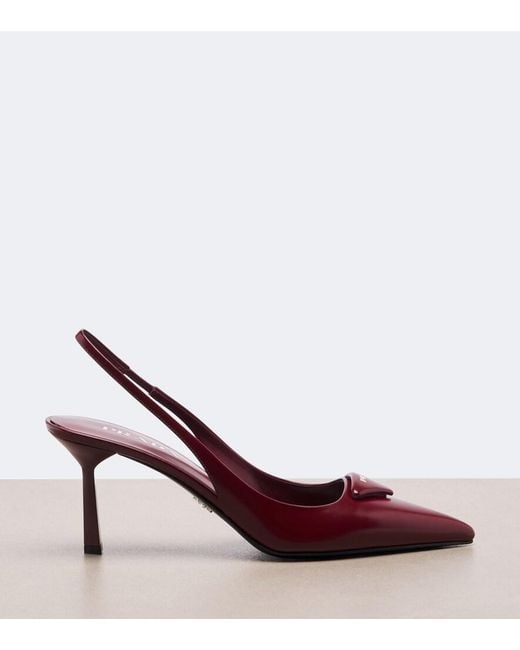 Prada Red Leather Slingback Pumps