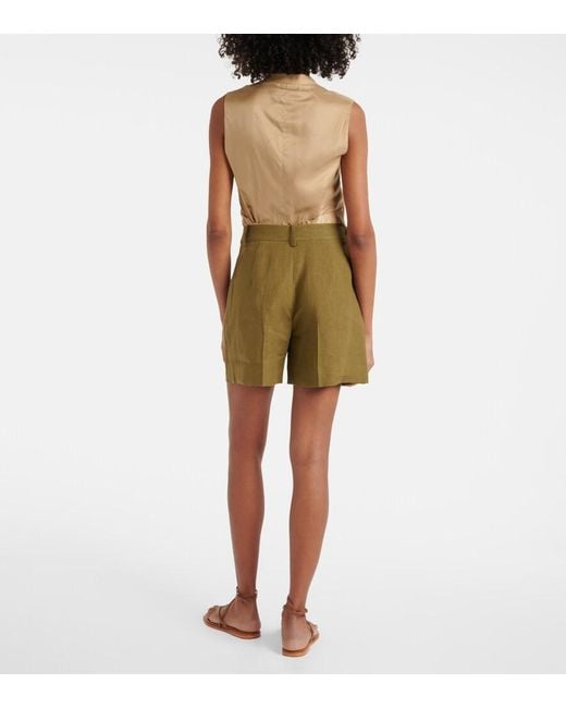 Ralph Lauren Natural Tracy Pleated Linen Shorts