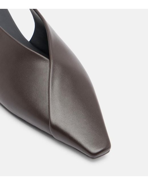 Brunello Cucinelli Gray Leather Slingback Flats