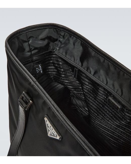 Prada Black Re-Nylon Leather-Trimmed Tote Bag for men