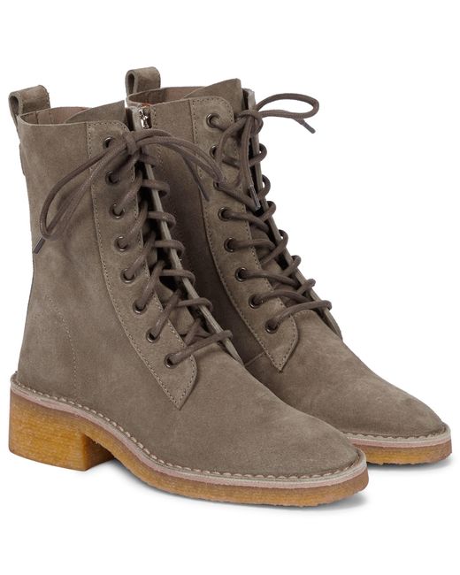 Chloé Brown Edith Suede Combat Boots