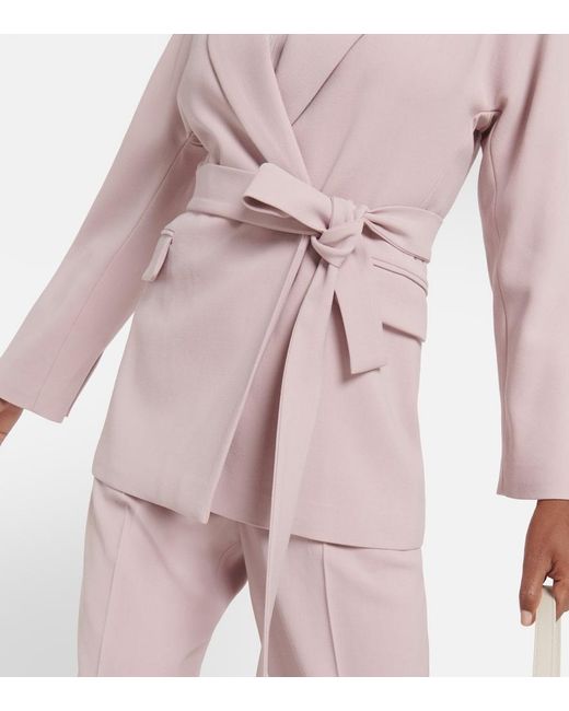 Joseph Pink Wells Belted Wool-Blend Blazer