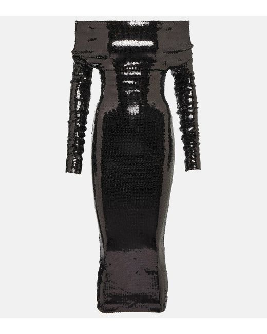 Alexandre Vauthier Black Sequined Strapless Gown