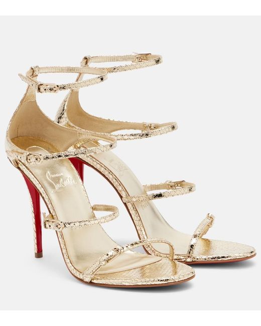 Christian Louboutin Metallic Millenium Snake-Effect Leather Sandals