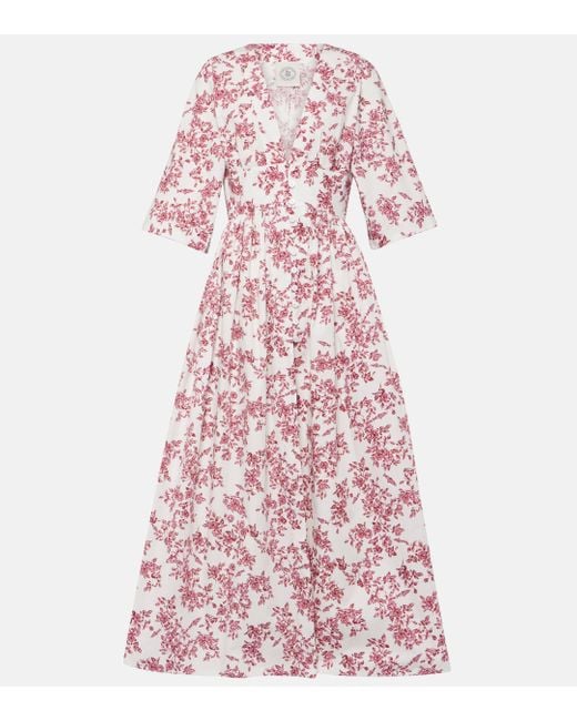 Robe midi Elowen imprimee en coton Emilia Wickstead en coloris Pink