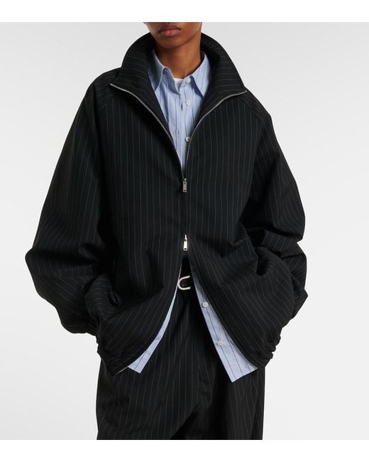 Frankie Shop Black Baxter Oversized Pinstripe Blouson Jacket